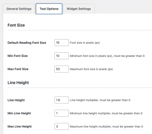 Reading Tools admin settings